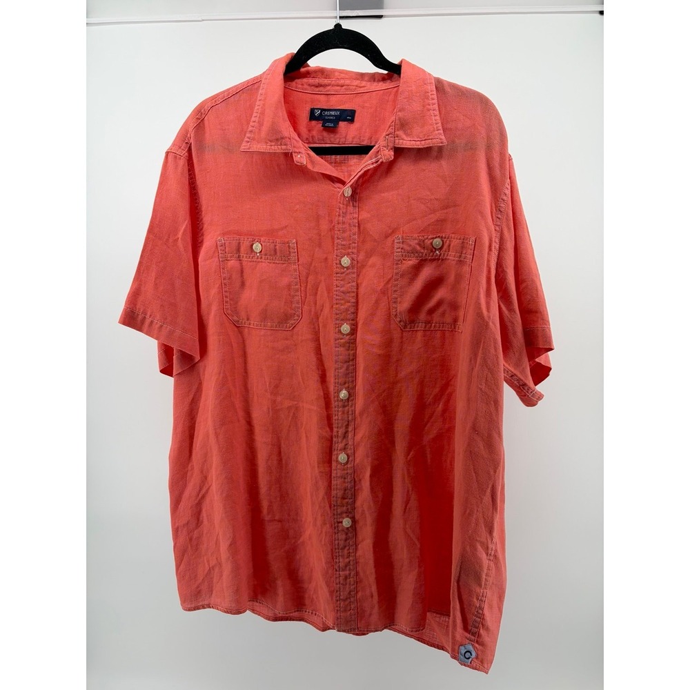 Cremieux Classics Linen Shirt, SS Button Up Pockets Salmon, Men Sz XL S193